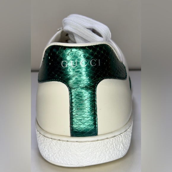 Gucci Men’s Ace White Leather Bee Embroidered Sneakers - Picture 7 of 11